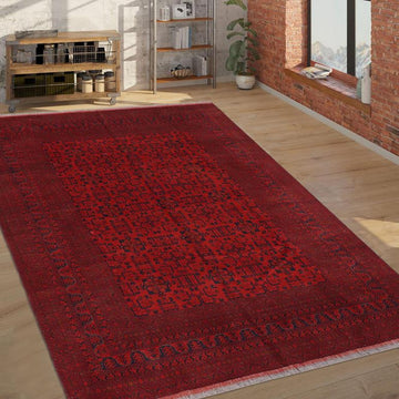 handmade Tribal Biljik Khal Mohammadi Red Black Hand Knotted RECTANGLE 100% WOOL area rug